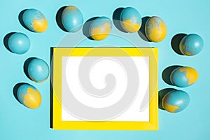 Colourful Easter eggs with blank frame