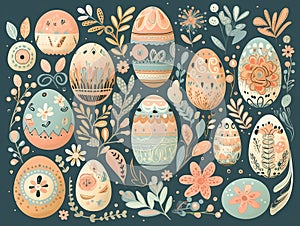 easter eggs seamless pattern