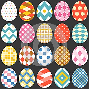 Colourful easter eggs icon set