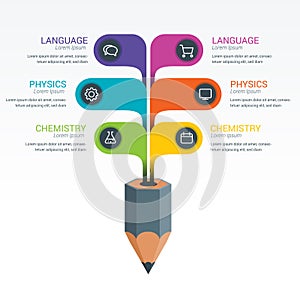 Colourful Education Elements Infographics Pencil