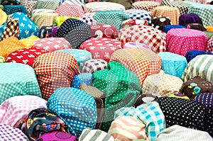 Colourful fabric on sale at a Bangkok wholesale market