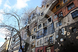 Colourful Facade of the Hundertwasser House, Hundertwasserhaus, Vienna, Austria