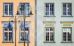 Facades of old tenement houses in Bydgoszcz