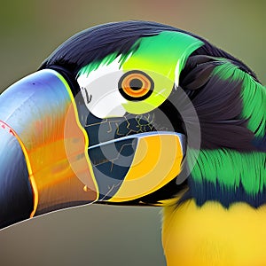 Colourful fantasy bird close-up