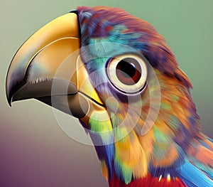 Colourful fantasy bird close-up