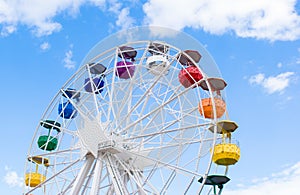 Colourful Ferris Wheel Amusement Park Tibidabo in Barcelona