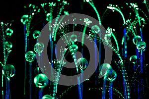 Colourful fiber optic strands or filaments creating a magic abstract fantastic background