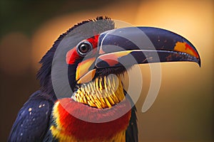 Colourful Fiery billed Aracari bird toucan