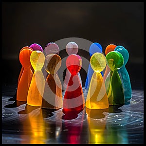 Colourful figures in different colours generated by artificial intelligence