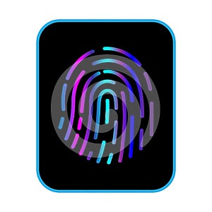 Colourful fingerprint ID. Scans fingerprint. Vector illustration