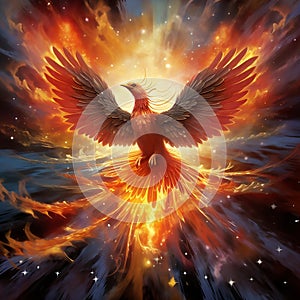 Colourful finix bird , firelighting , cccolourful bird