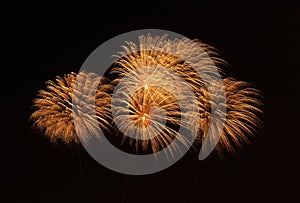 Colourful fireworks isolated in dark background close up with the place for text in Malta