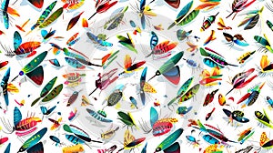 Colourful Fishing Flys Generative AI Illustration photo