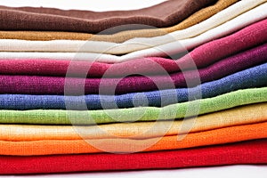 Colourful flax texrile heap