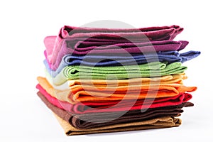 Colourful flax texrile heap