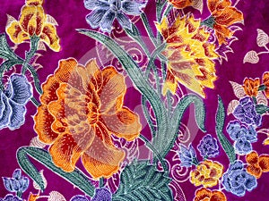 Colourful flora batik pattern, Indonesia