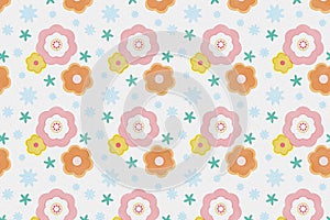 Colourful flower pattern with paper textured