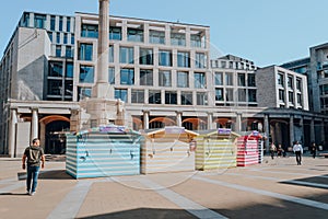 Colourful food stalls at the Paternoster Square, London, UK