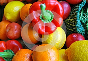 Colourful fruit and veg