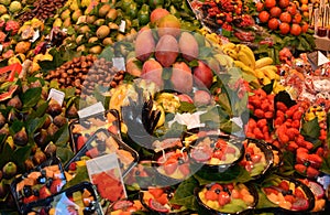 Colourful fruit and vegetable market stall