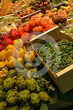 Colourful fruit and vegetable market stall