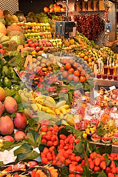 Colourful fruit and vegetable market stall