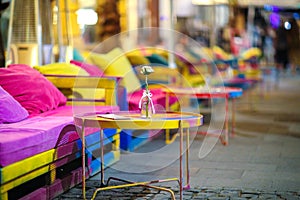 Colourful garden terace town table relax photo