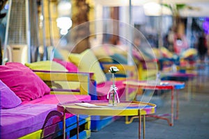 Colourful garden terace town table relax rainbow photo