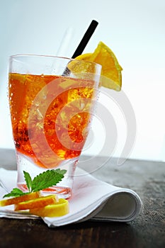 Colourful glass of aperol spritz photo