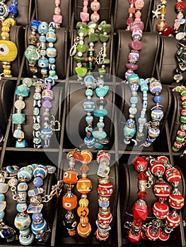 Colourful glass beads bracelets