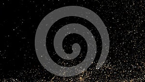 Colourful Glitter Elegant Confetti Burst on Black Background. Slow Motion Animation Golden Glitter  Explode Sparkle Particles. Bea