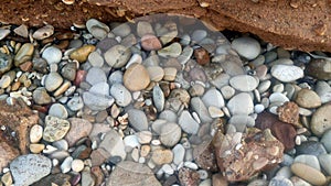 Colourful gravels on the beach