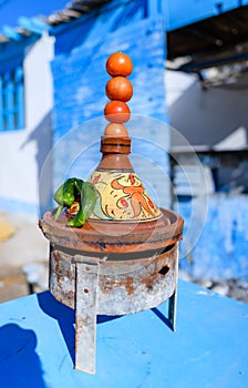 Colourful hand made tagine dish,imsouane,morocco