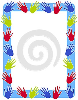 Colourful Hand Prints Frame Border