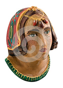 Colourful handcrafted small plaster bust