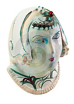 Colourful handcrafted small plaster bust