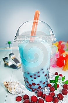 Colourful healthy boba or bubble tea