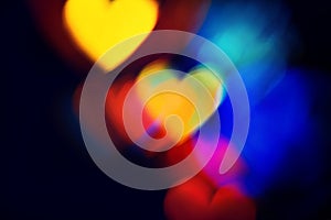 Colourful heart bokeh background photo