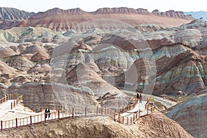 Colourful Hills Scenic Area of Zhangye National Geopark (Zhangye Danxia)  in Zhangye, Gansu, China.