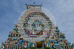 Colourful hindu temple in Nagadeepa island in Sri Lanka