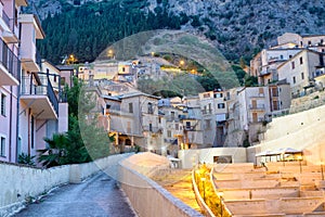 Colourful homes of Stilo at sunset, Calabria - Italy