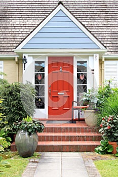 Colourful house front.