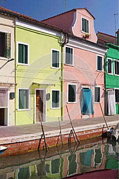 Colourful houses in Burano Island, Venice.