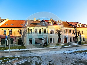 Colourful houses on the Main street of Kezmarok, Slovakia, a small town in Spis region