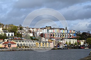 Colourful houses overlooking the river Avon in Bristol