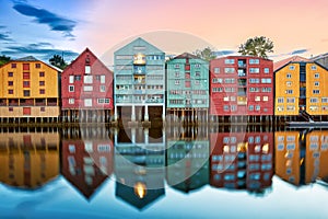 Colourful houses in Trondheim