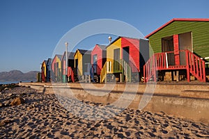 Colourful huts at the sea side and beach
