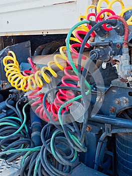 Colourful Hydraulic Lines on Old Truck