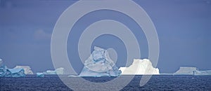 Colourful icebergs in the antarctic oacean