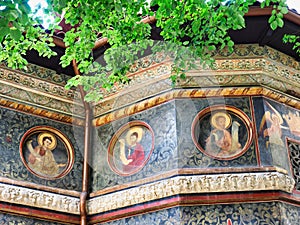 Colourful Icons, Stavropoleos Monastery Church, Central Bucharest, Romania photo